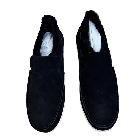 SPERRY Moc-Sider Black Suede Moccasin Faux Fur Lining Men Loafers Comfort 12 NWT - Picture 11 of 15